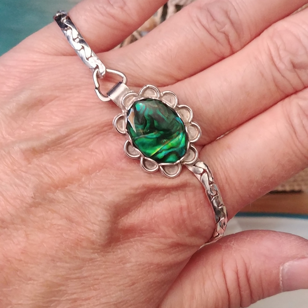 TRIPLET FIRE OPAL WOVEN SS TOGGLE BRACELET - Picture 4 of 5